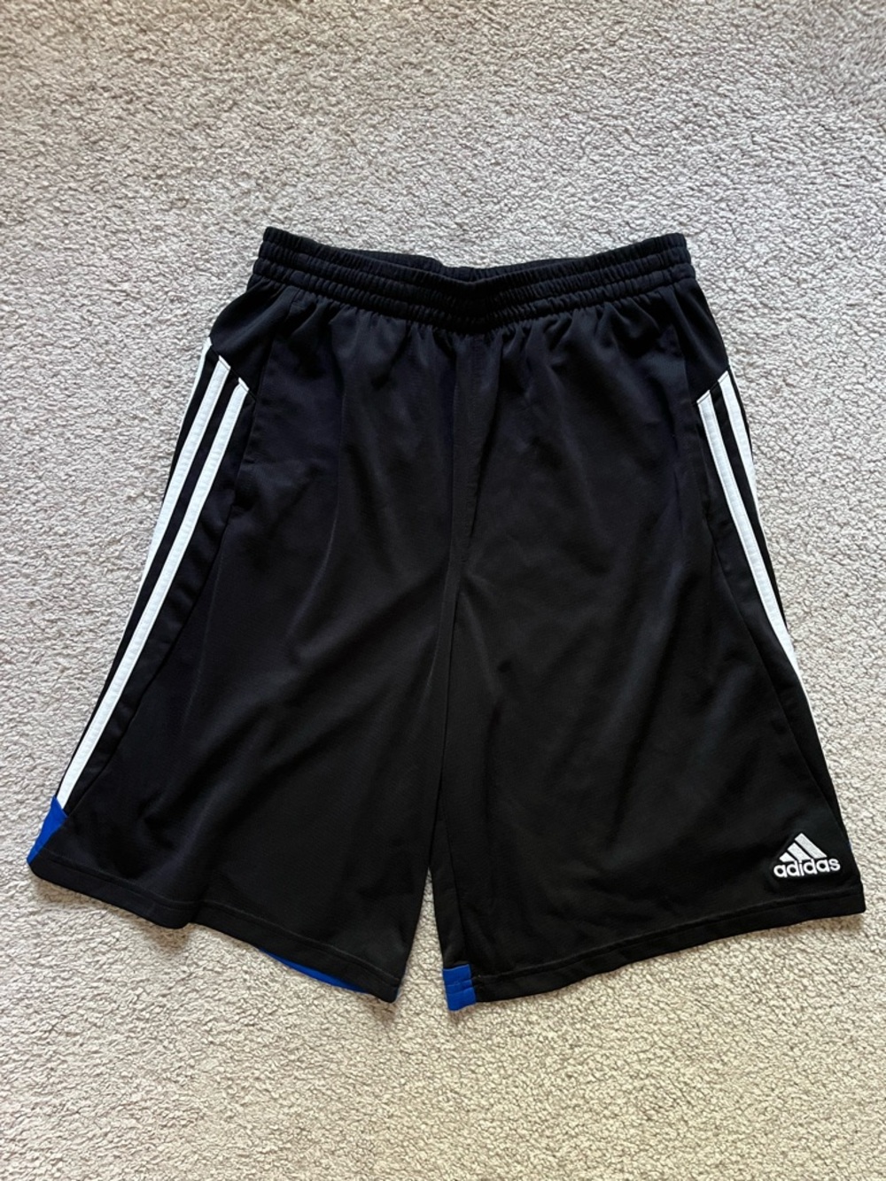 adidas boy XL -Black Athletic Shorts with White Stripes
